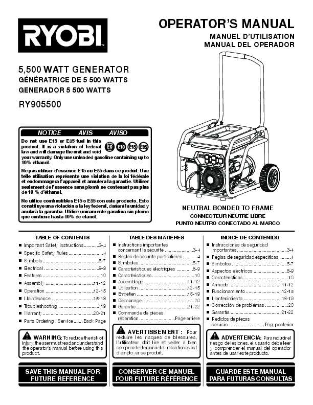 ryobi 2200 generator parts diagram