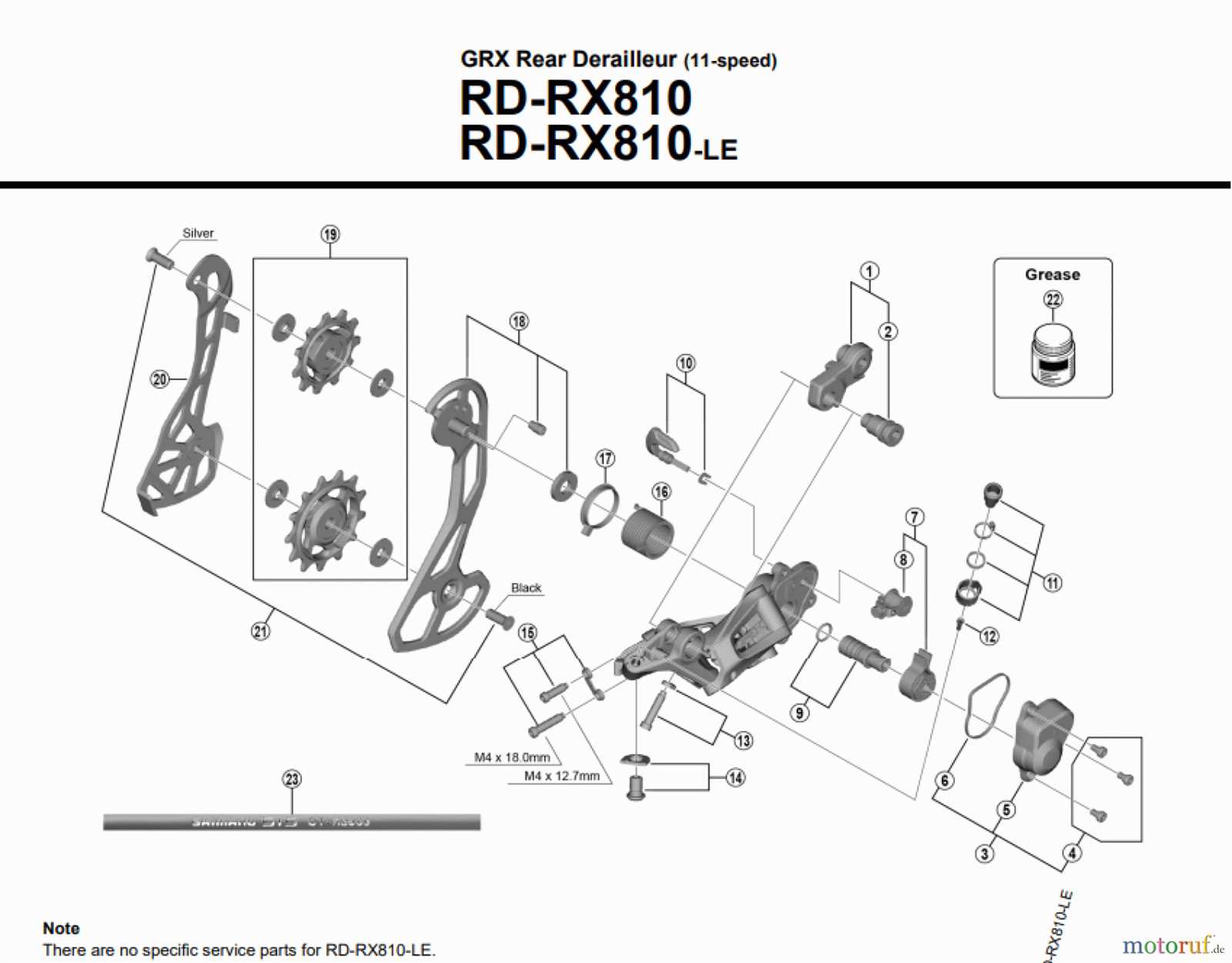 shimano rear derailleur parts diagram