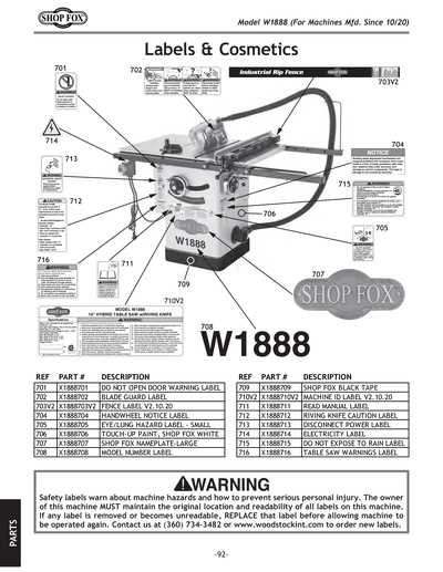 sawstop table saw parts diagram