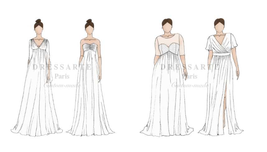 parts of a wedding dress diagram