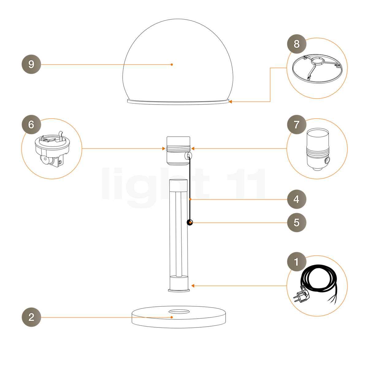 table lamp parts diagram