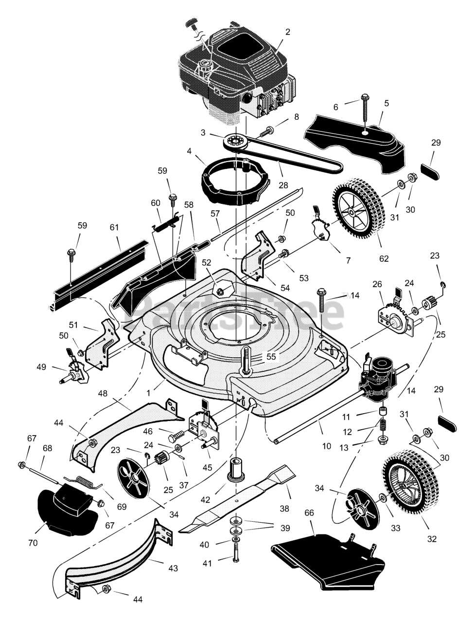 push mower murray lawn mower parts diagram