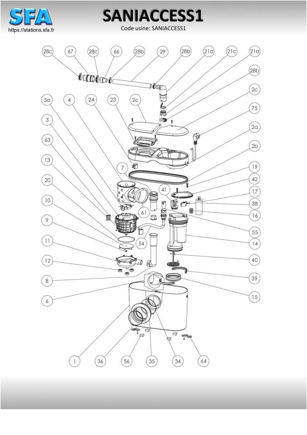 sanivite 3 parts diagram