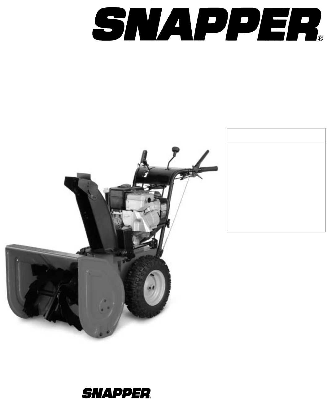 snapper snowblower parts diagram