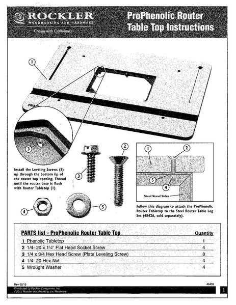 router table parts diagram