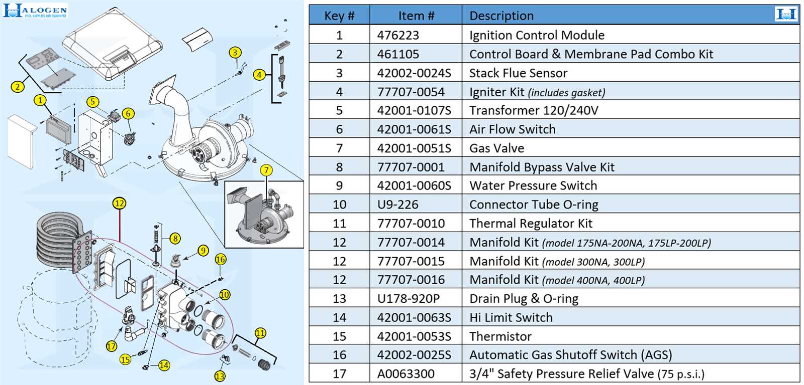 pool heater parts diagram