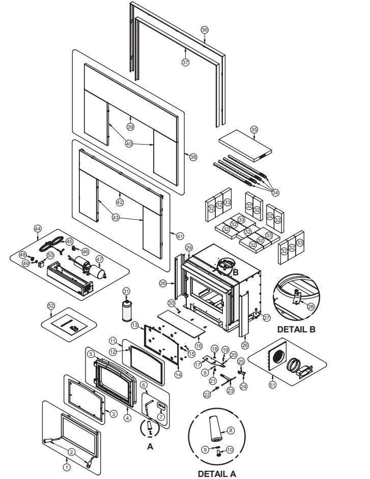 wood fireplace parts diagram