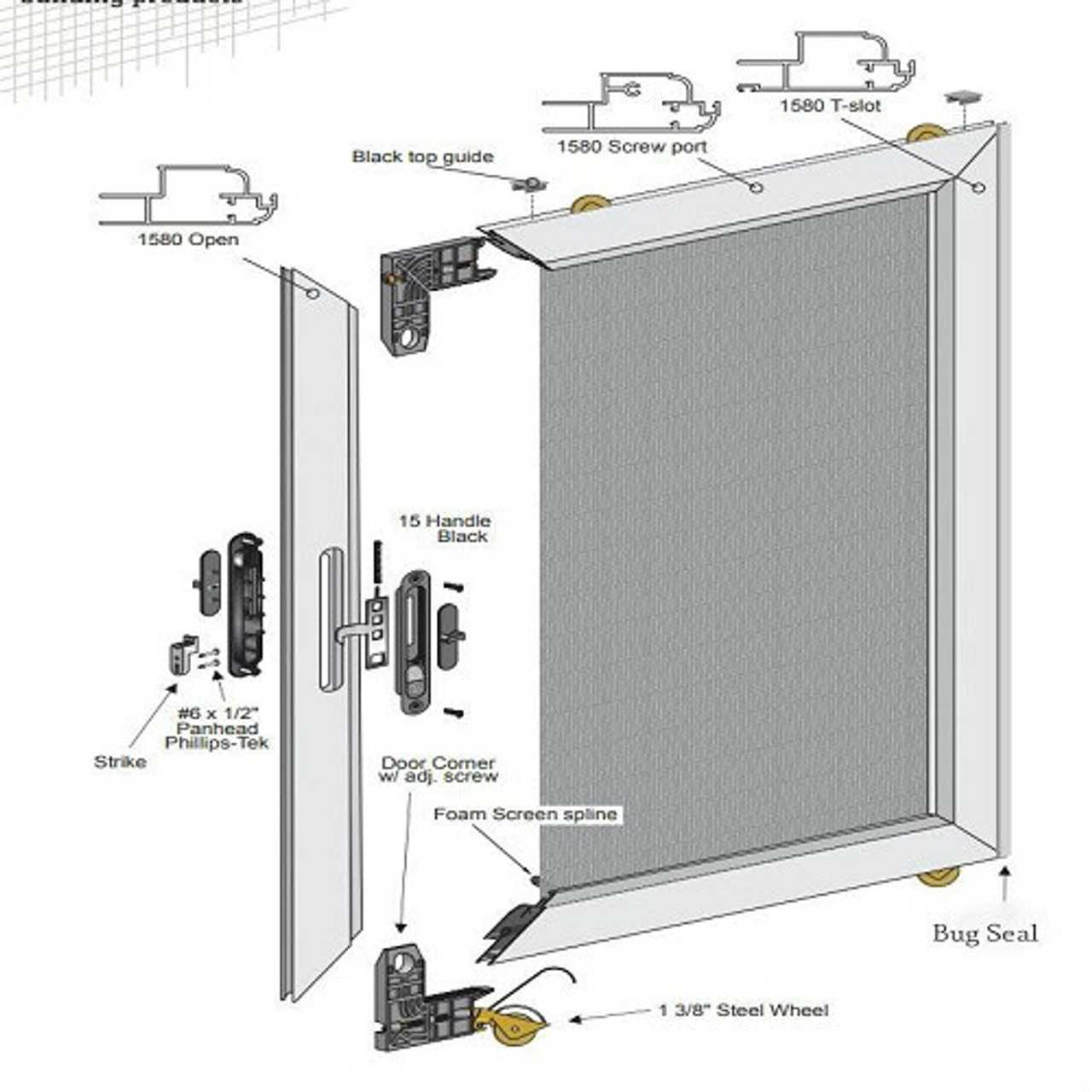 sliding screen door parts diagram