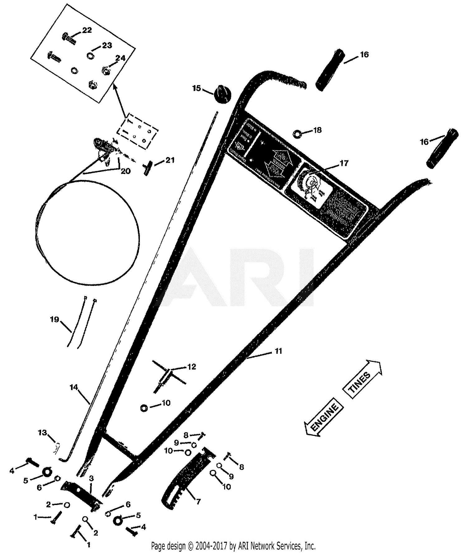 troy bilt junior tiller parts diagram