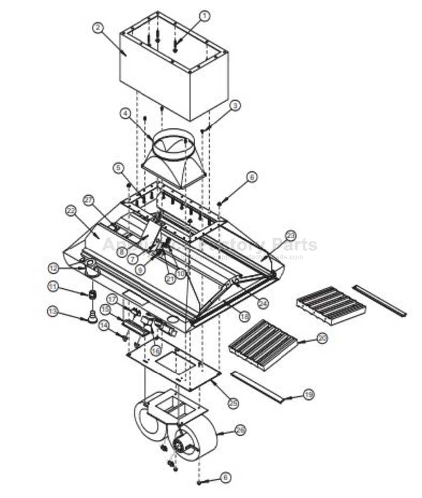 range hood parts diagram