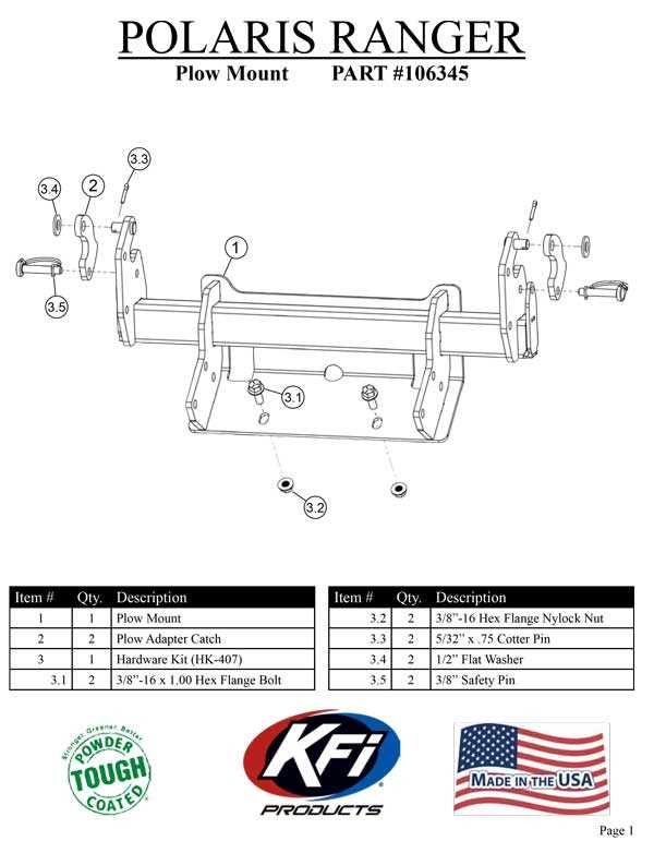 polaris snow plow parts diagram