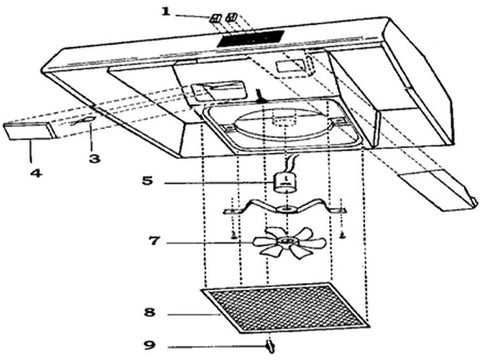 range hood parts diagram