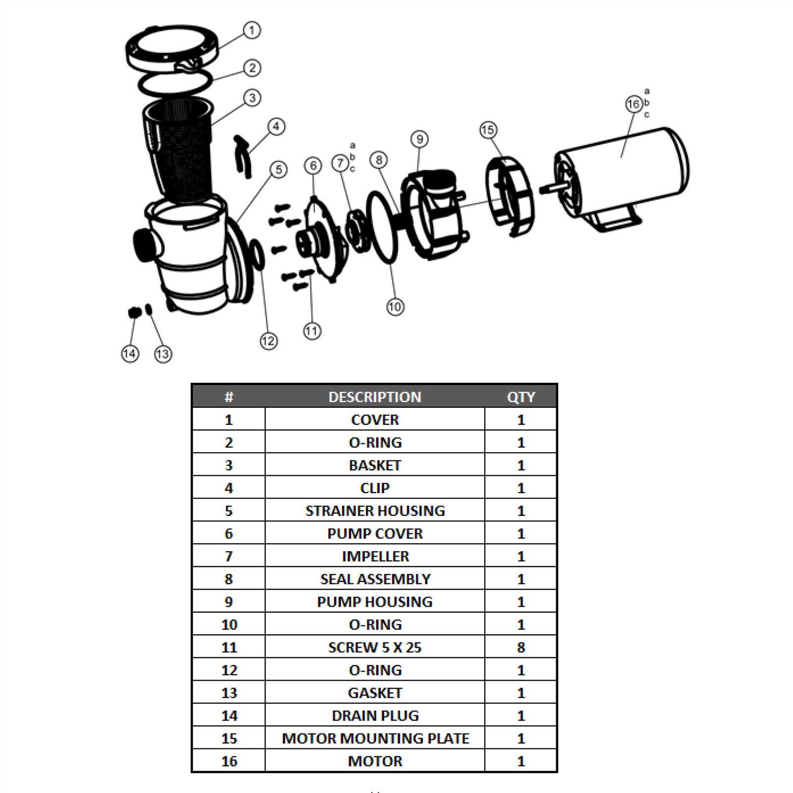 pump motor parts diagram