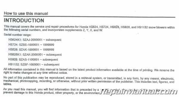 shop manual honda hs928 snowblower parts diagram