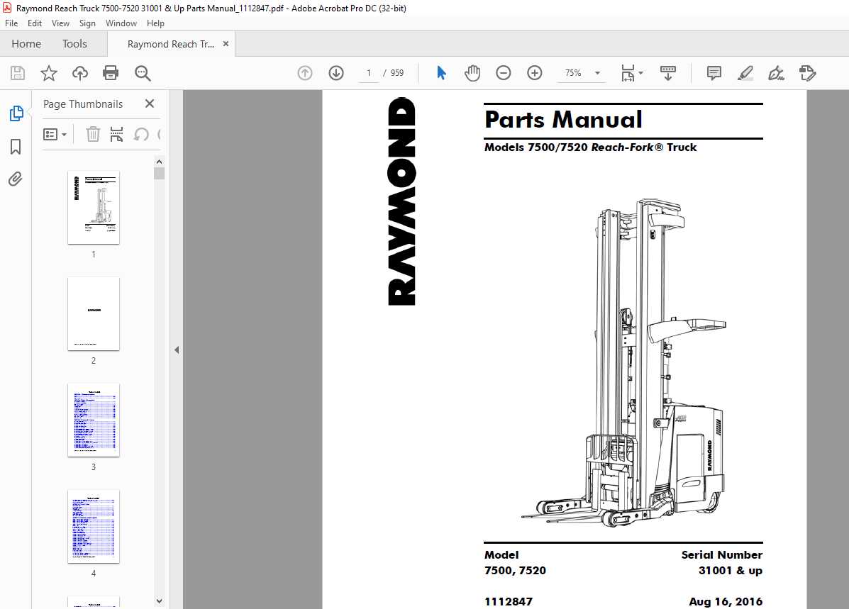 reach truck parts diagram