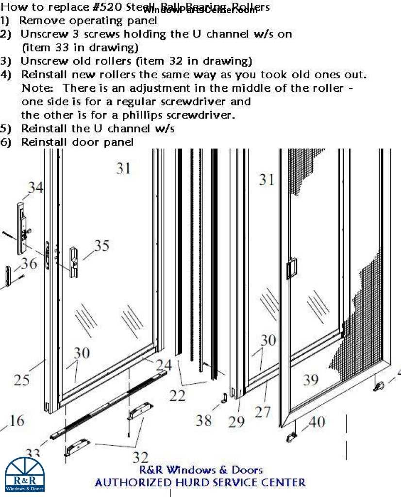 sliding patio door parts diagram