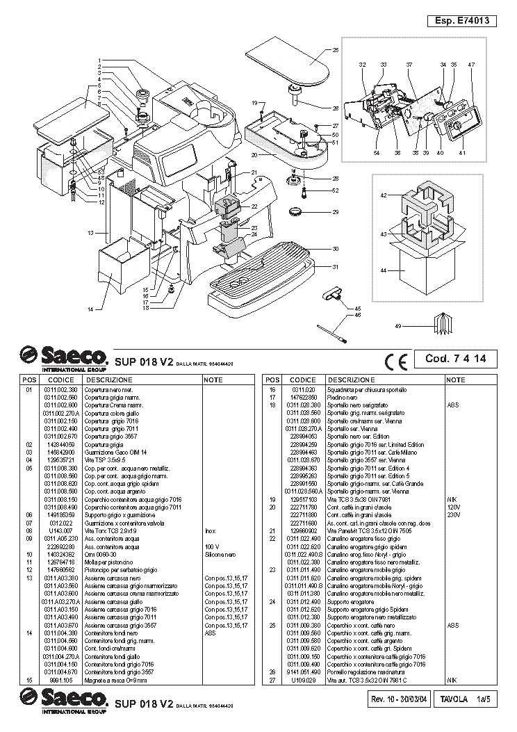 saeco via venezia parts diagram