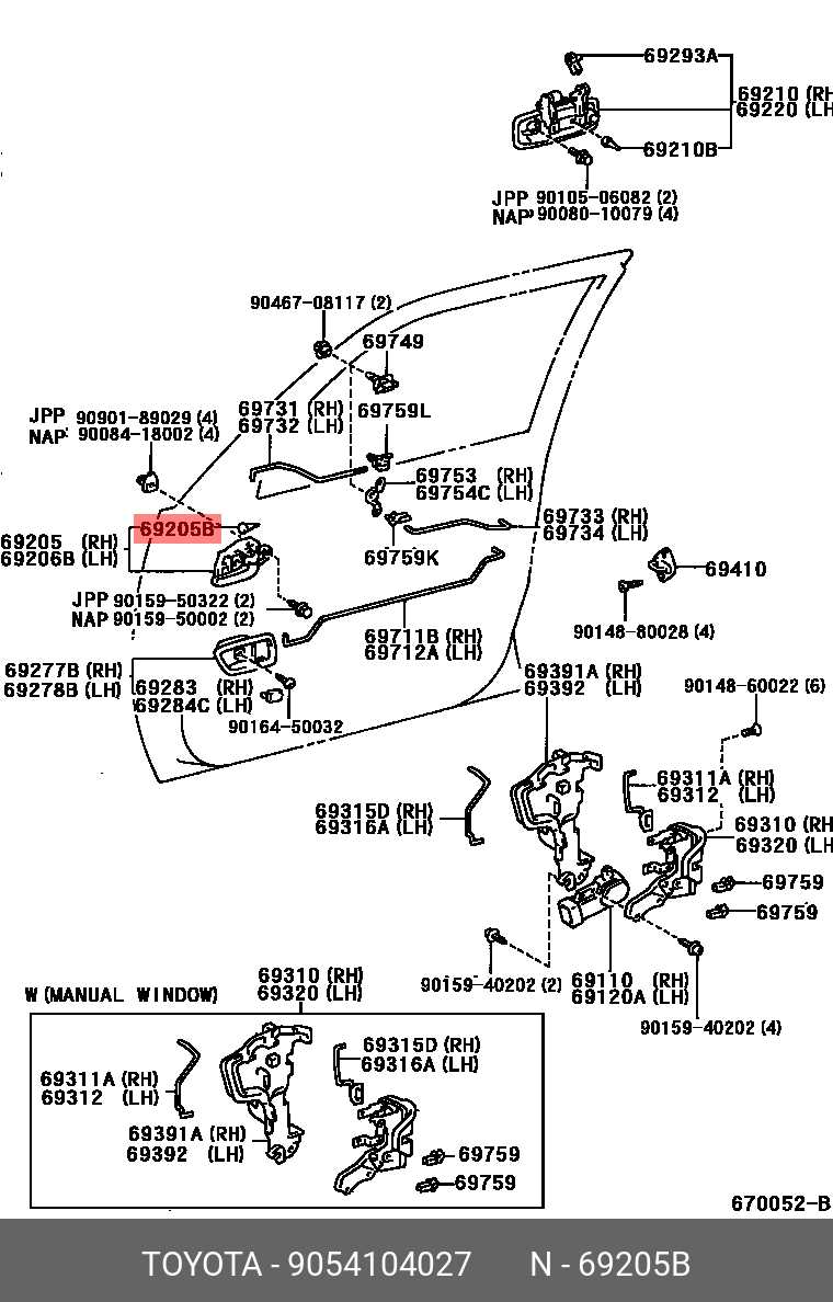 toyota corolla door parts diagram