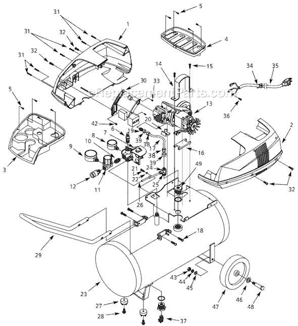 portable air compressor parts diagram