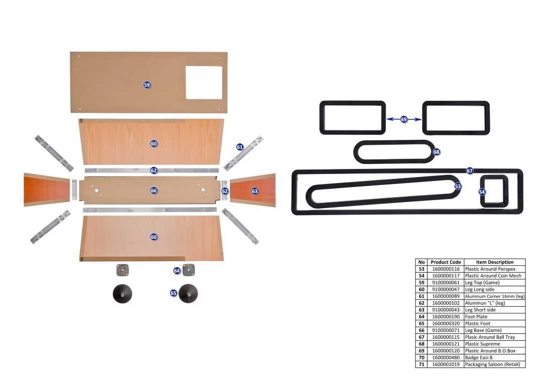 pool table parts diagram