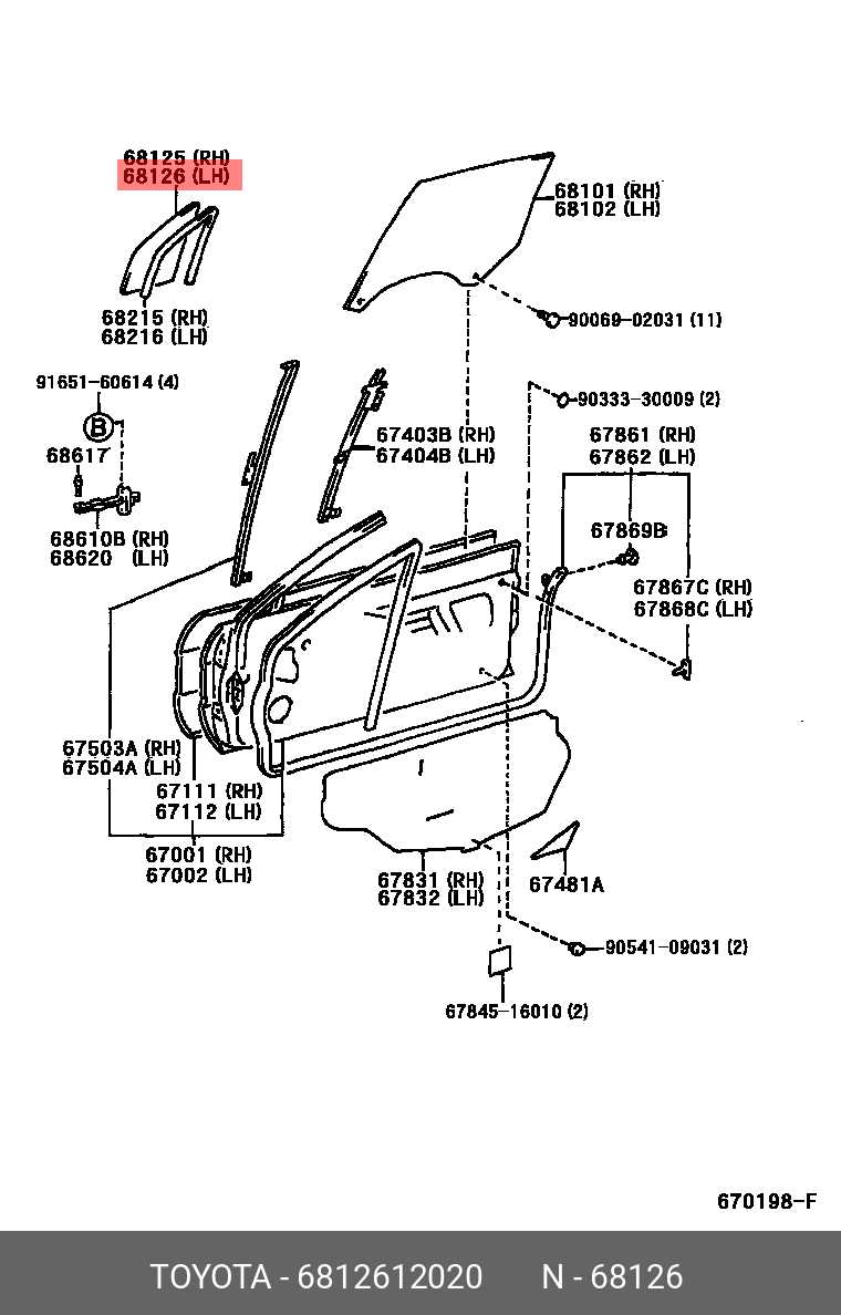 toyota corolla door parts diagram