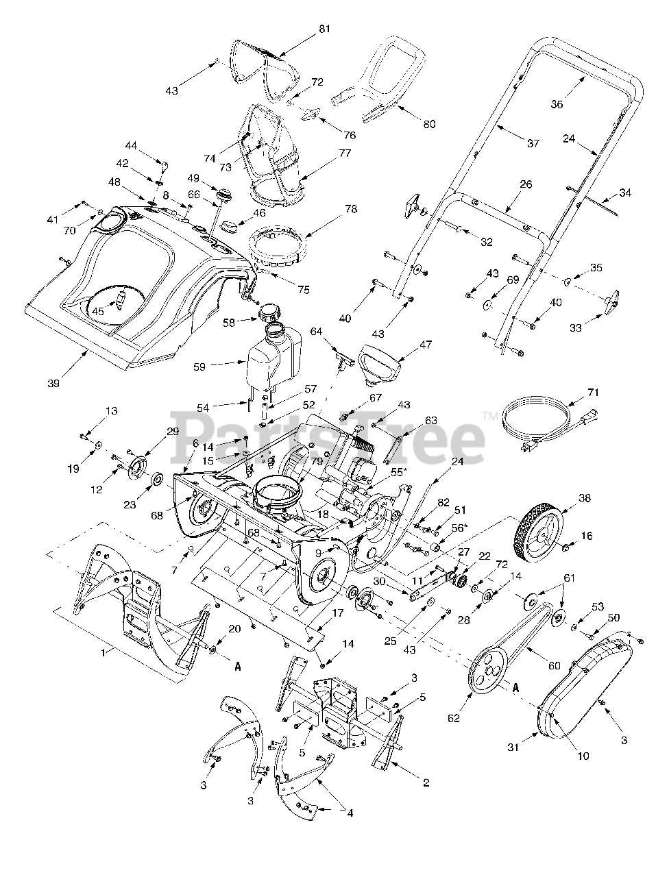 yardman snowblower parts diagram