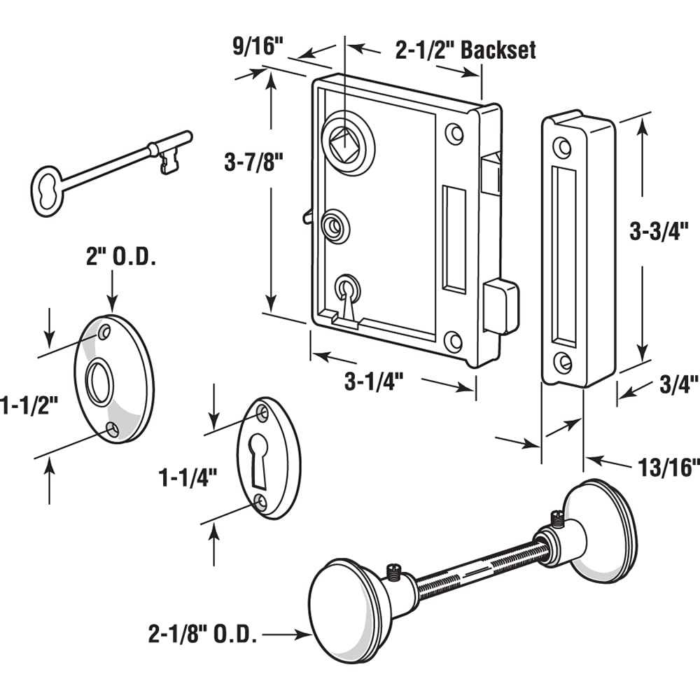 rim lock parts diagram