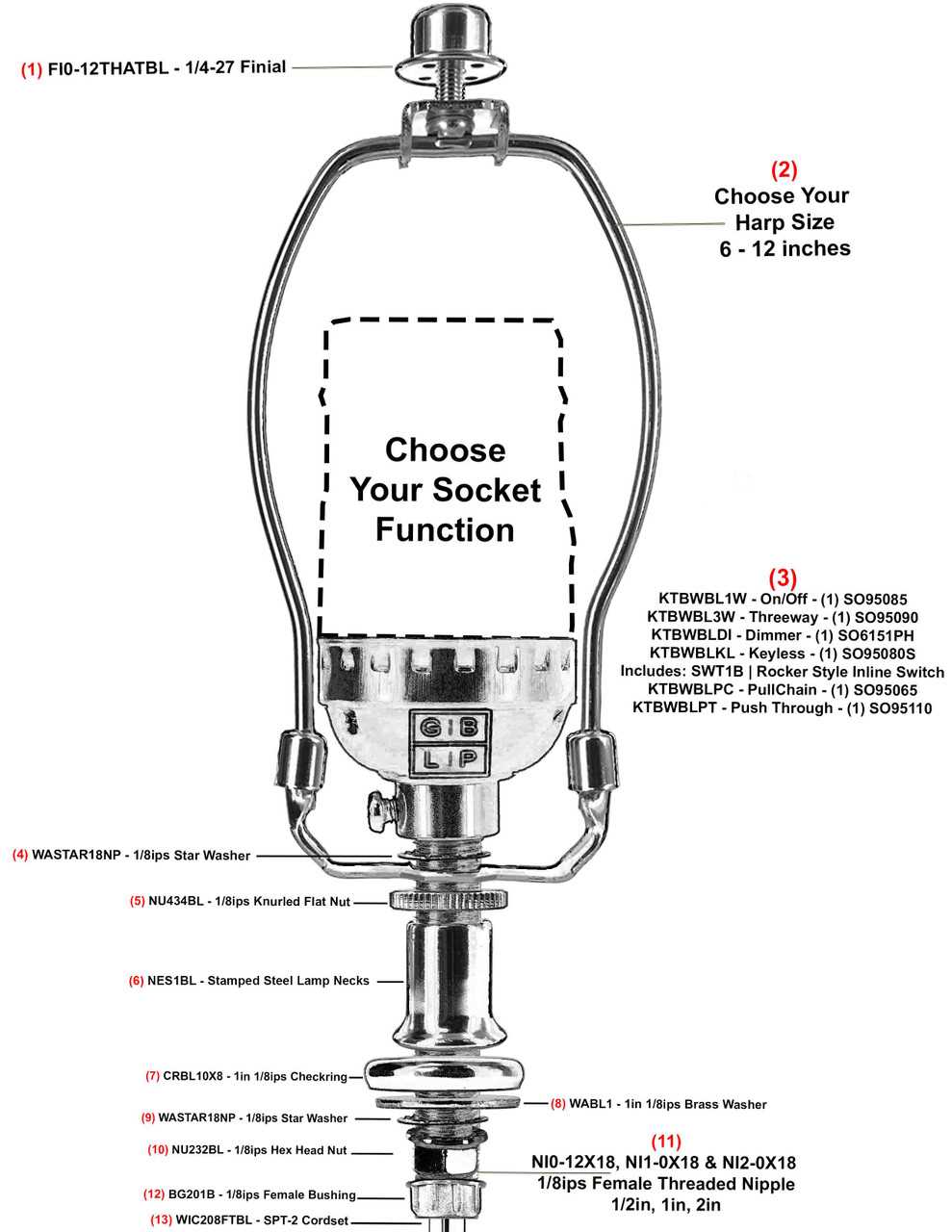 table lamp parts diagram