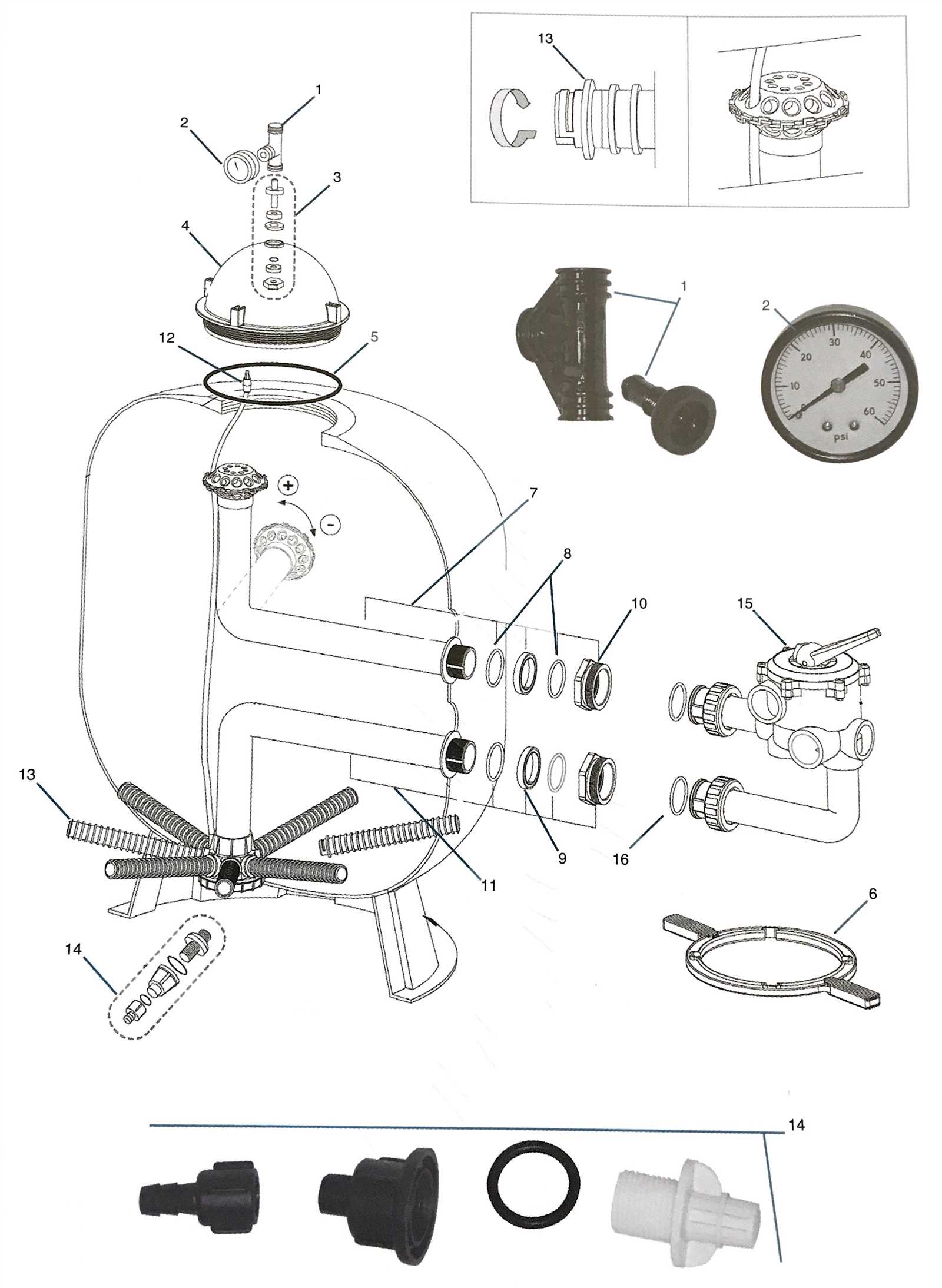 pool filter parts diagram