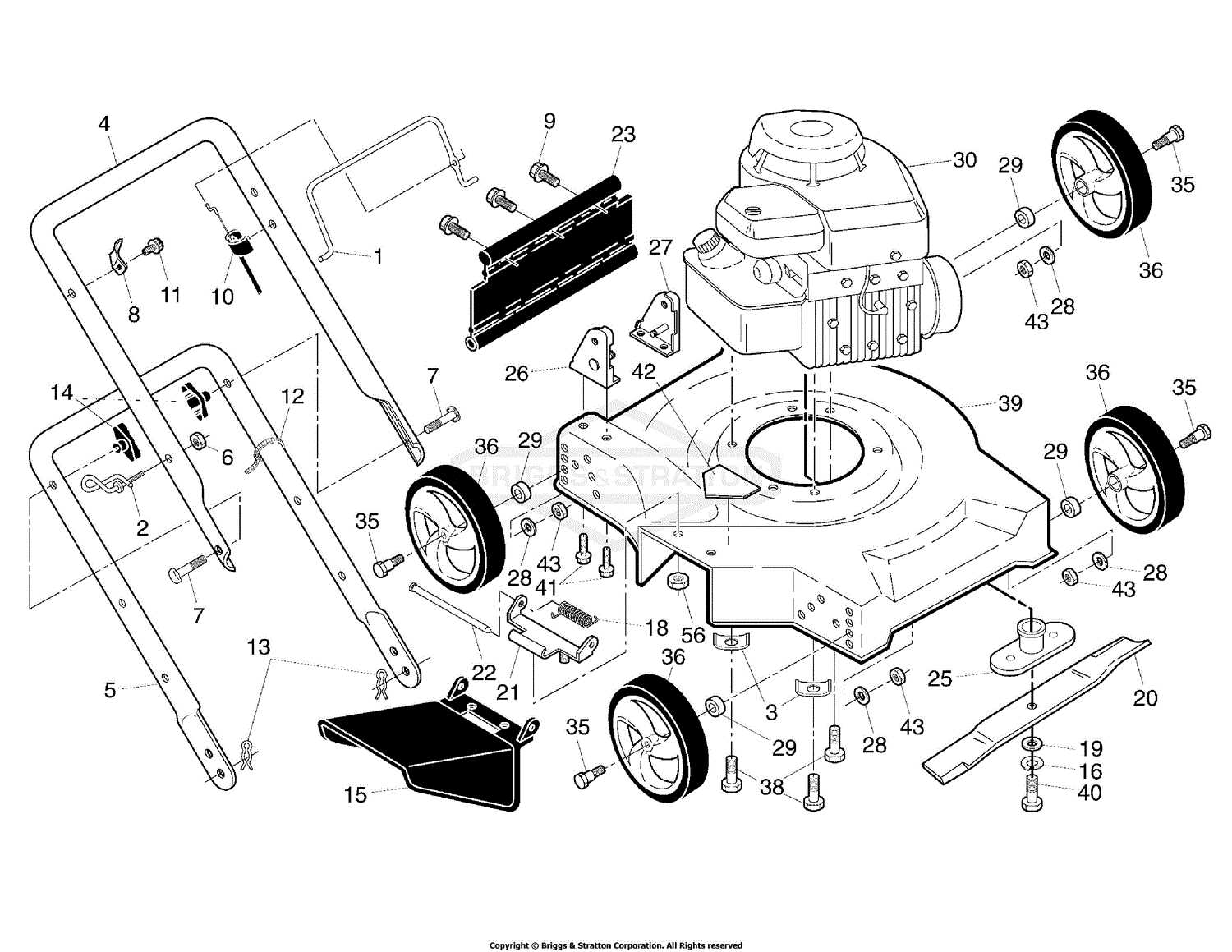 push lawn mower parts diagram