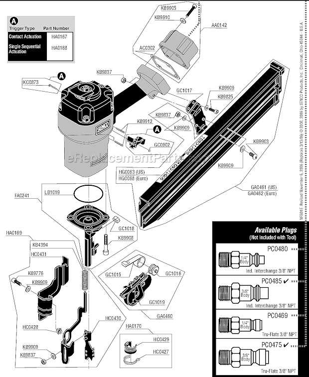 porter cable framing nailer parts diagram