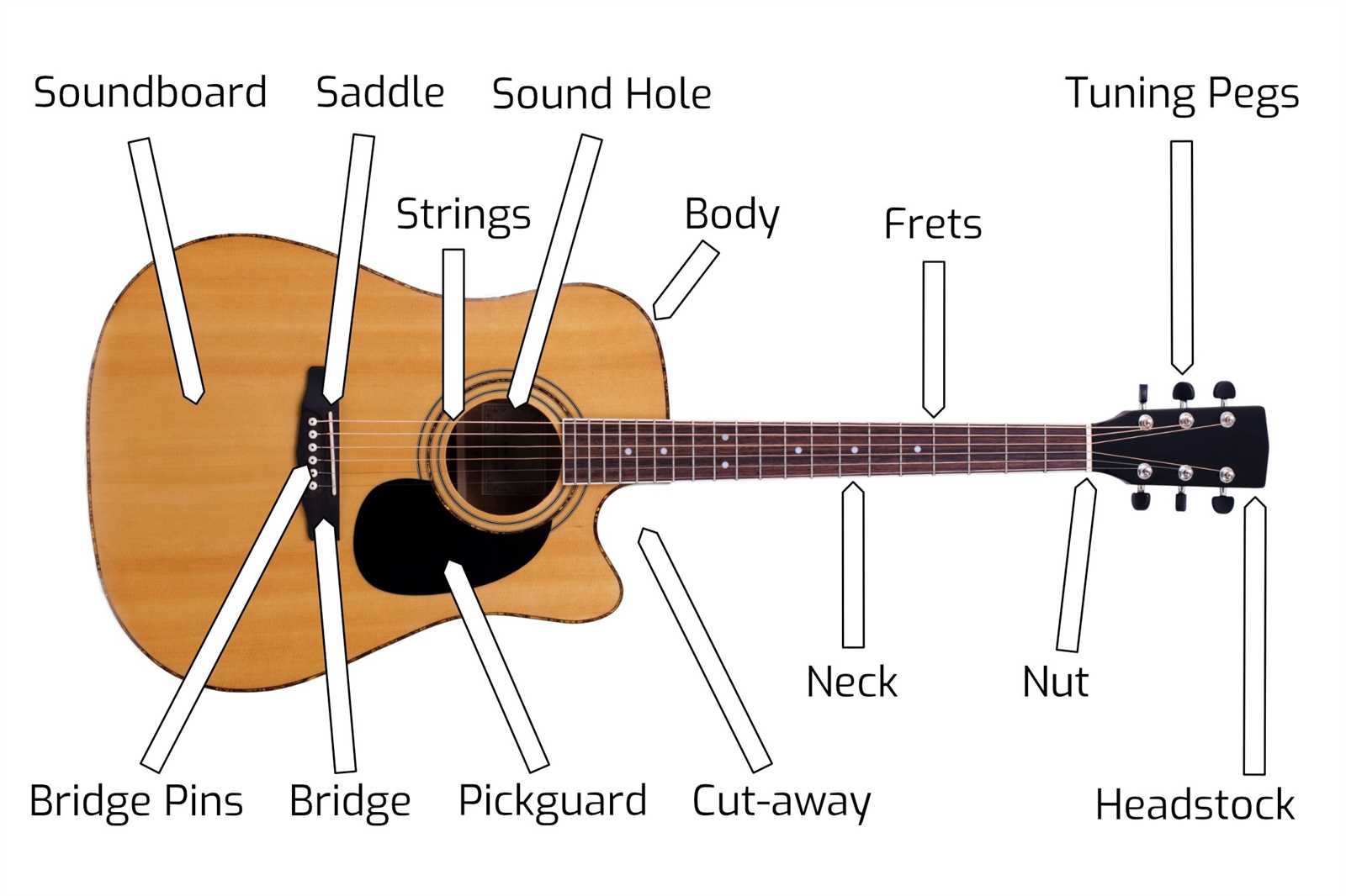 parts of the acoustic guitar diagram