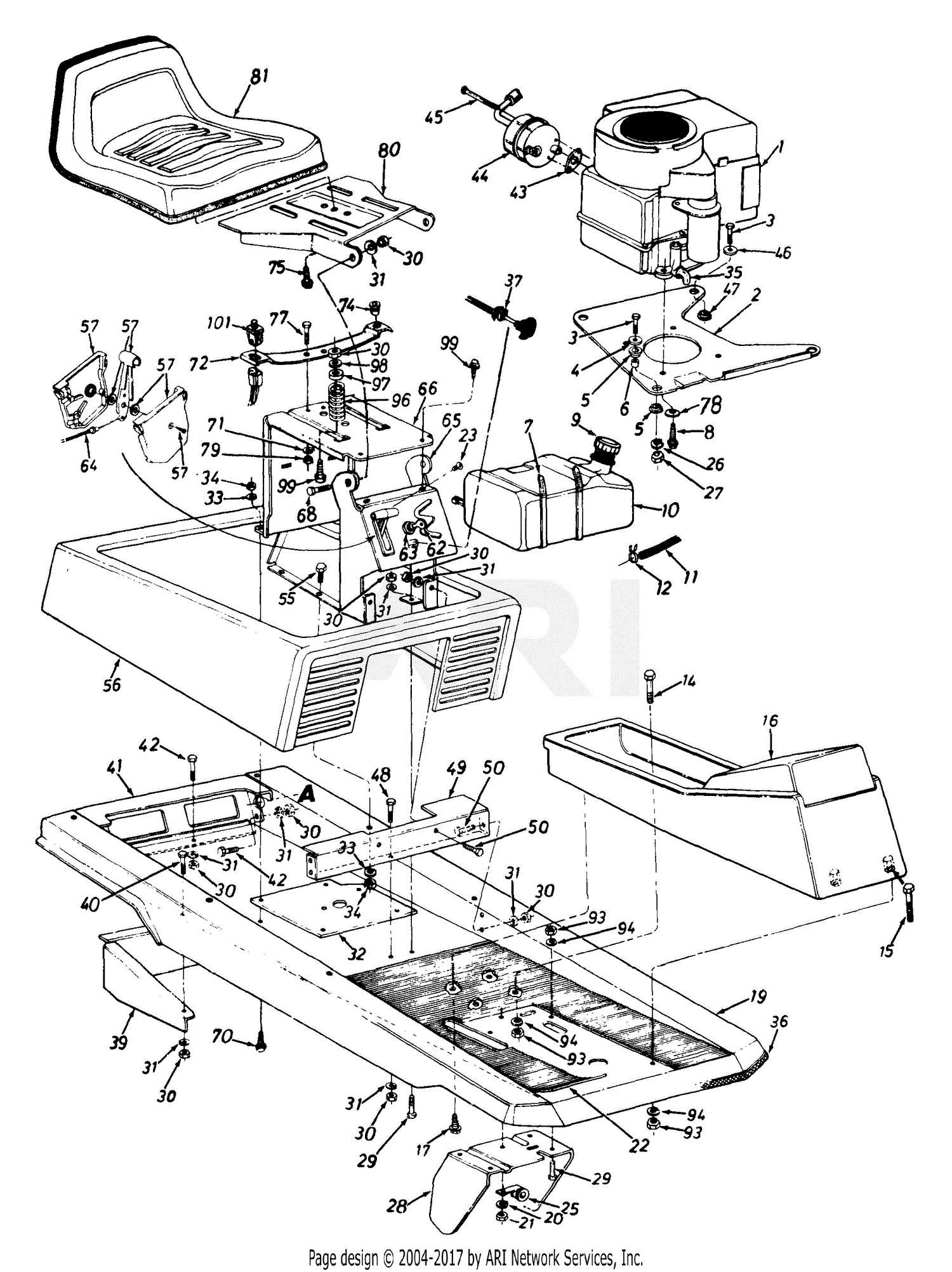 yardman mower parts diagram