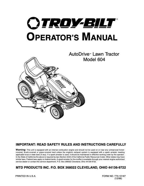 troy bilt riding mower parts diagram pdf