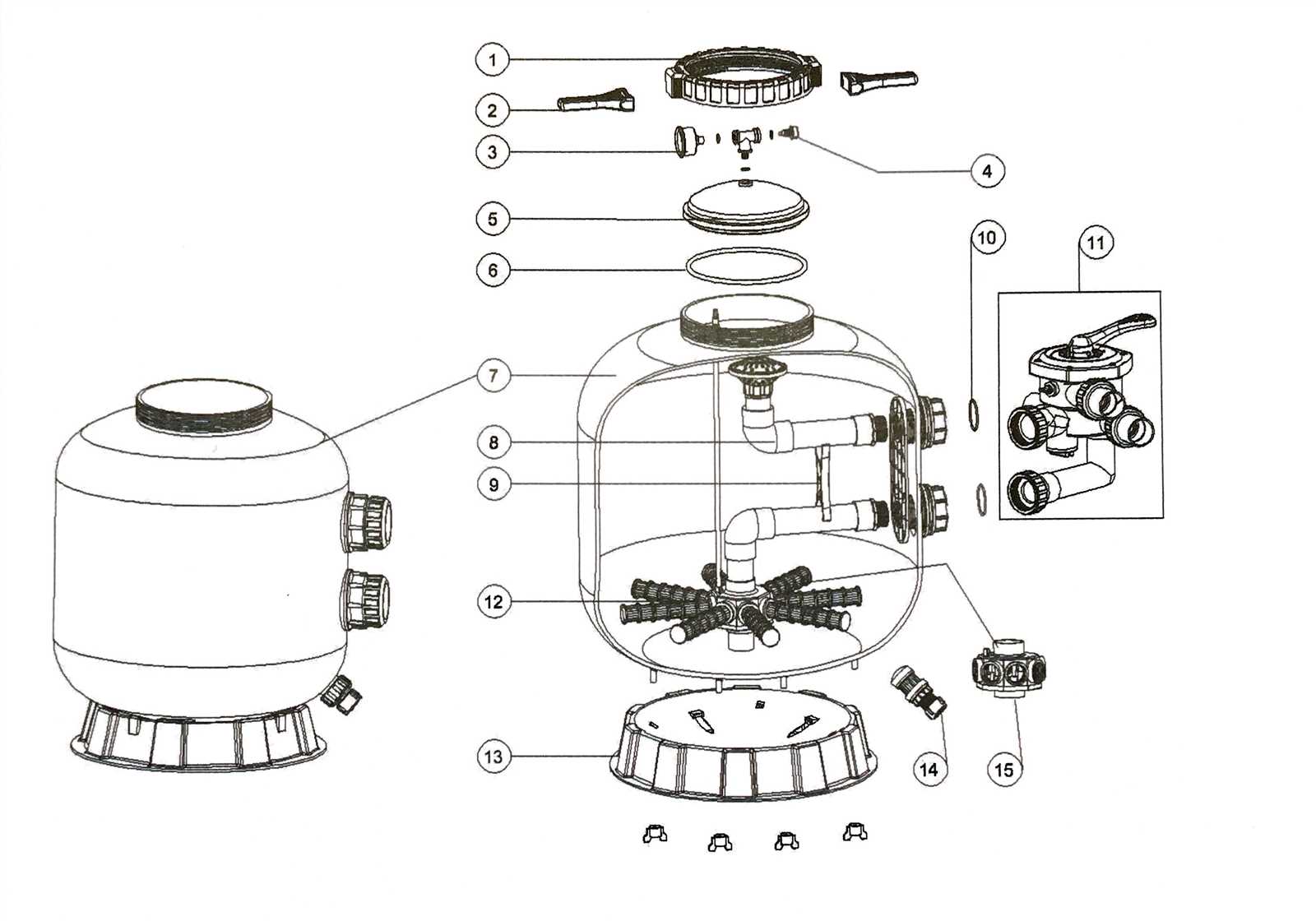 pool sand filter parts diagram