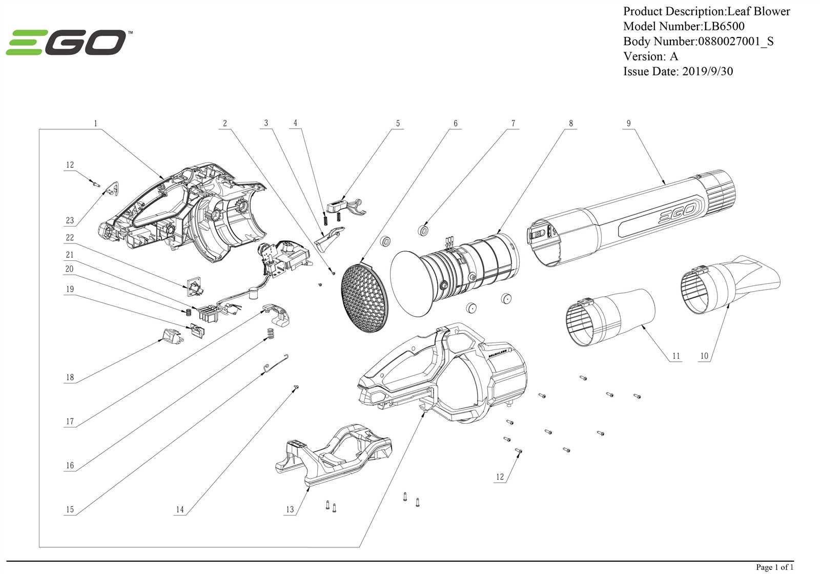 ryobi blower parts diagram