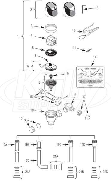toilet flush valve parts diagram