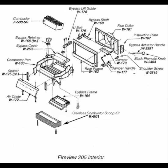 wood burning fireplace parts diagram