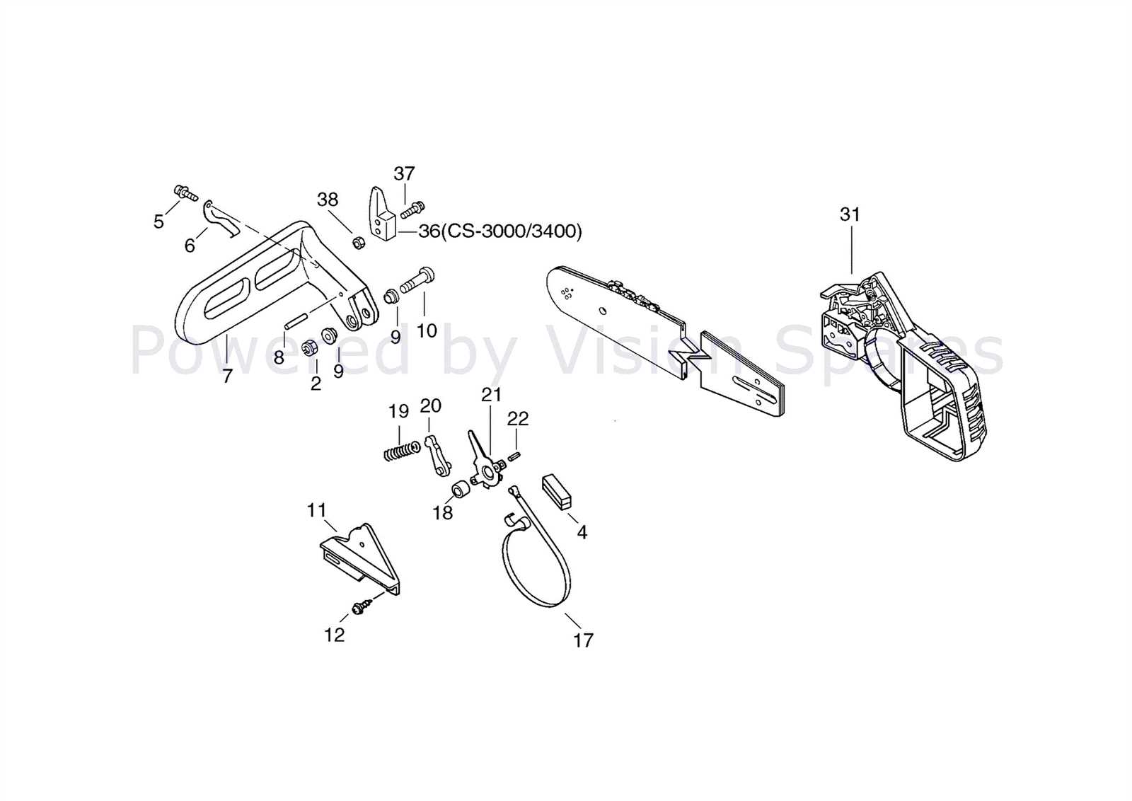 poulan 3400 chainsaw parts diagram