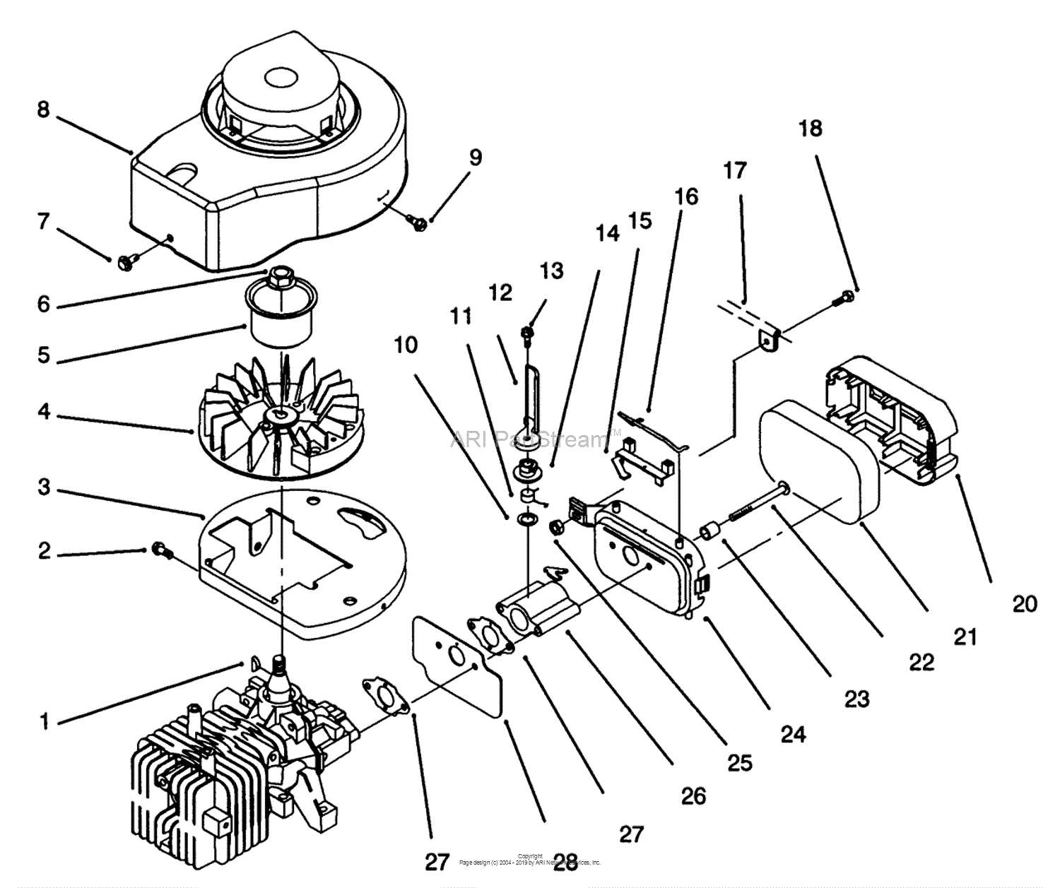 push lawn mower engine parts diagram