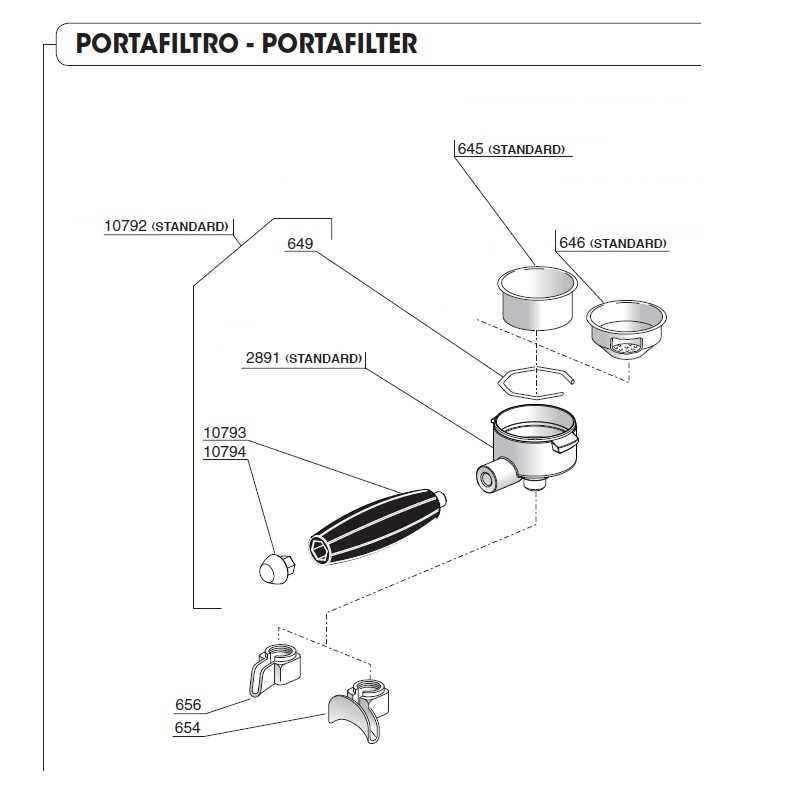 portafilter parts diagram