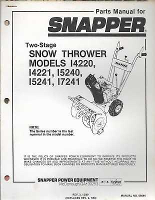 snapper snowblower parts diagram