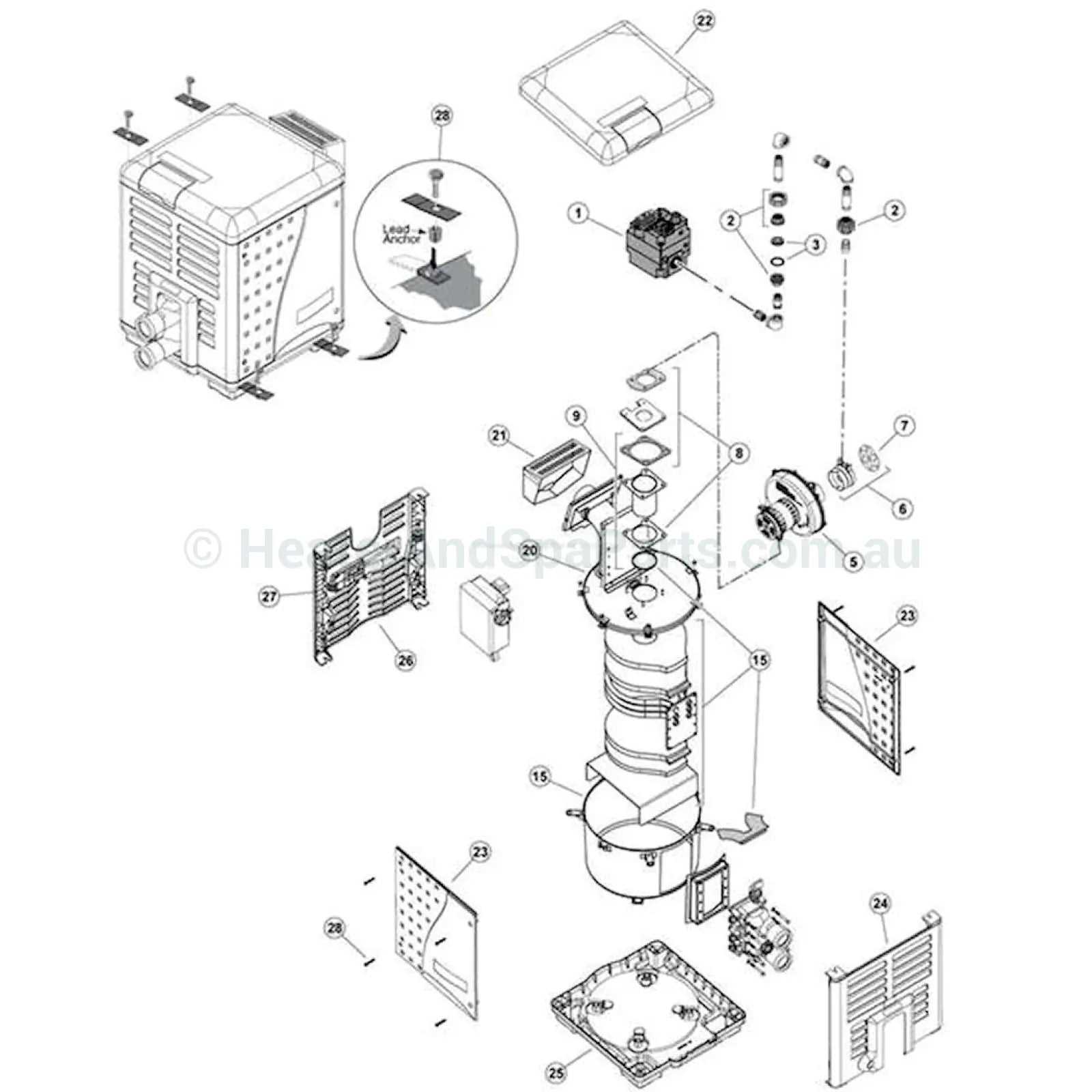 sta rite pool heater parts diagram