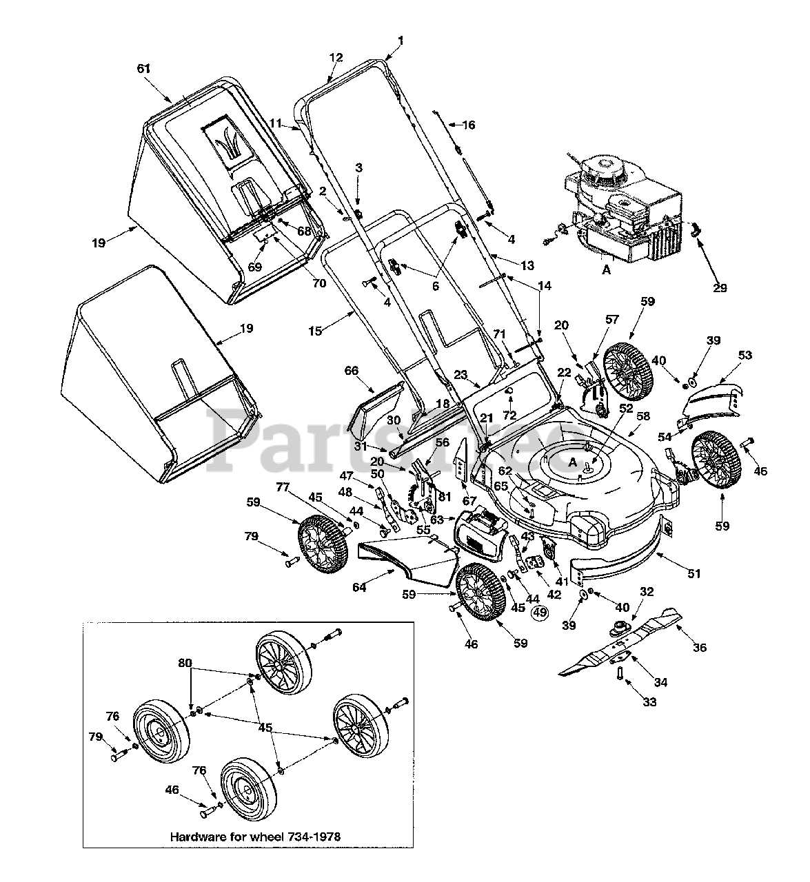 yard machine push lawn mower parts diagram