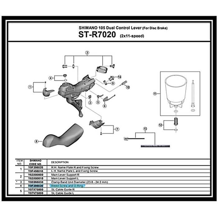 shimano ultegra r8000 shifter parts diagram