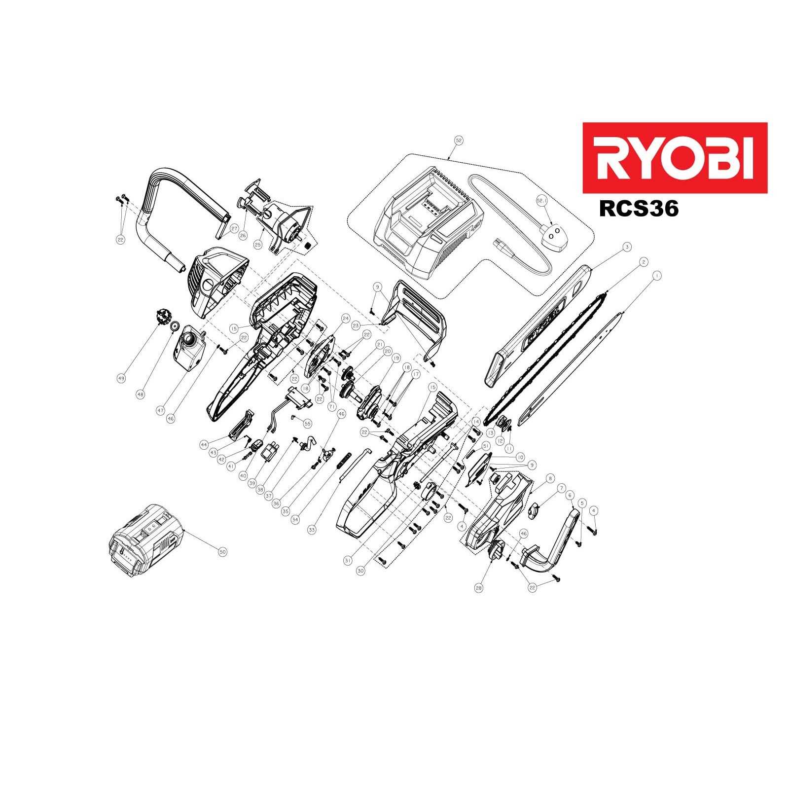 ryobi chainsaw parts diagram