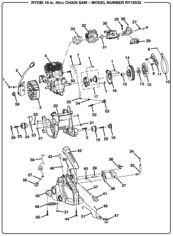 ryobi 40v chainsaw parts diagram