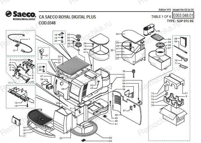 saeco royal professional parts diagram