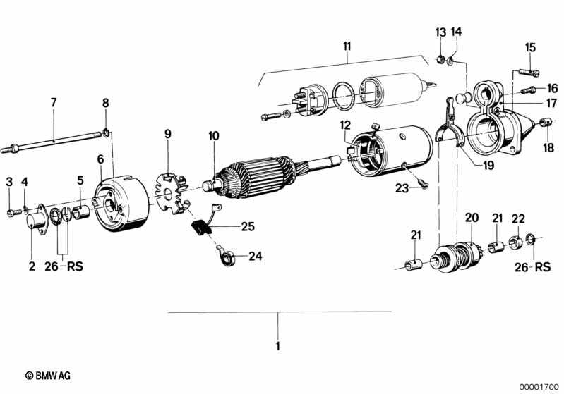 parts of a starter motor diagram