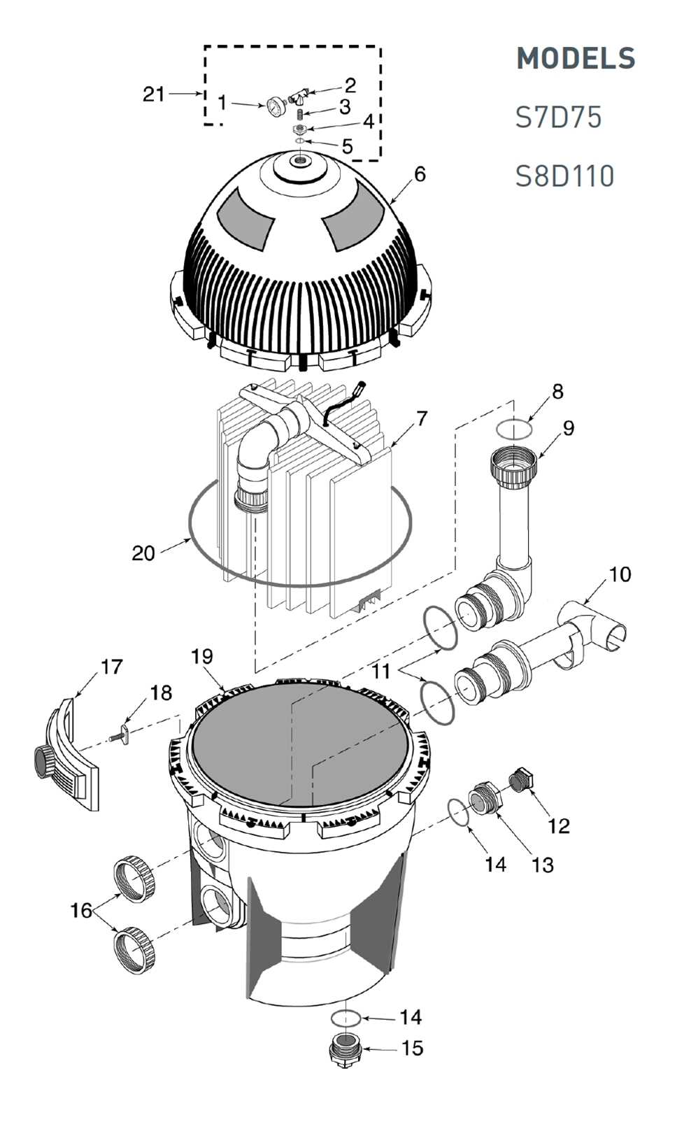 pool filter parts diagram